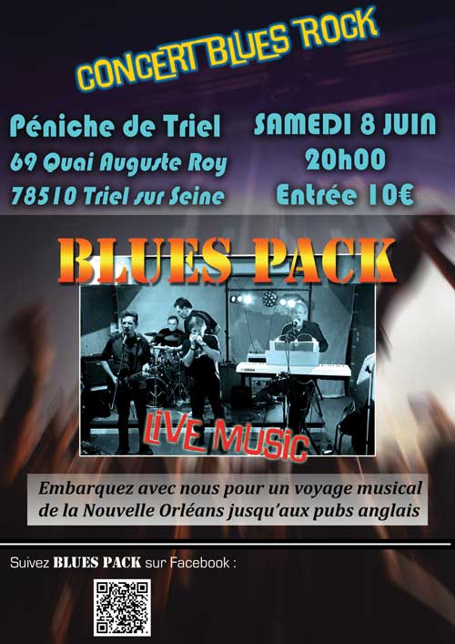 Concert blues rock à la péniche samedi 8 juin à 20 heures